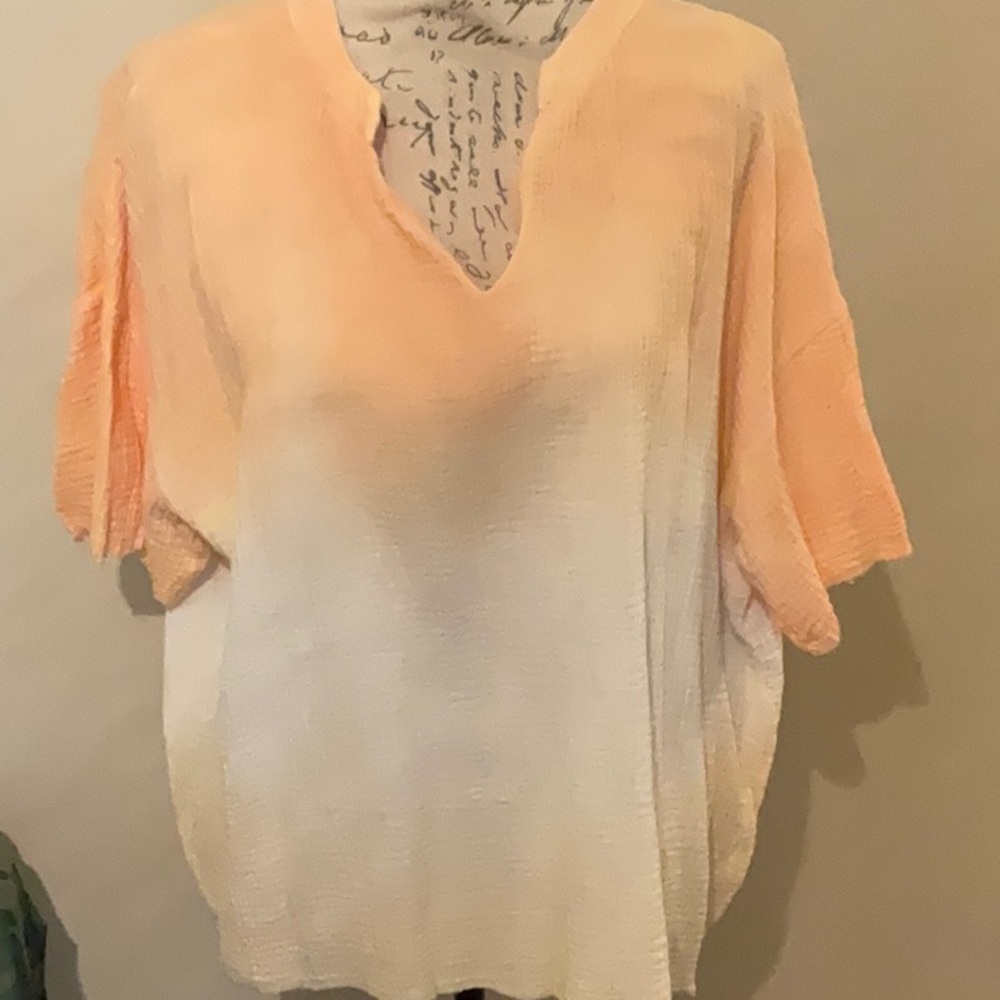LA MIEL Orange and Pink Boxy Blouse
